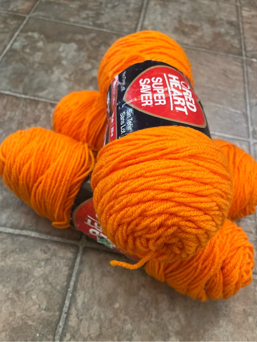 3 Skeins Red Heart Super Saver Pumpkin Orange Yarn NWT Bundle